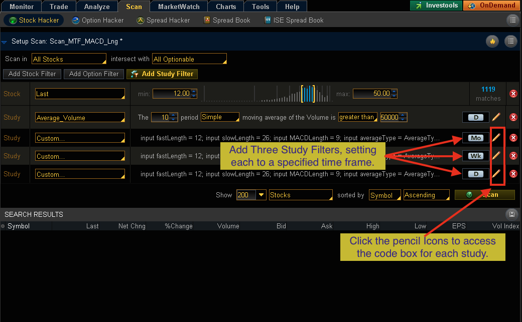 Setting up the MTF Scan